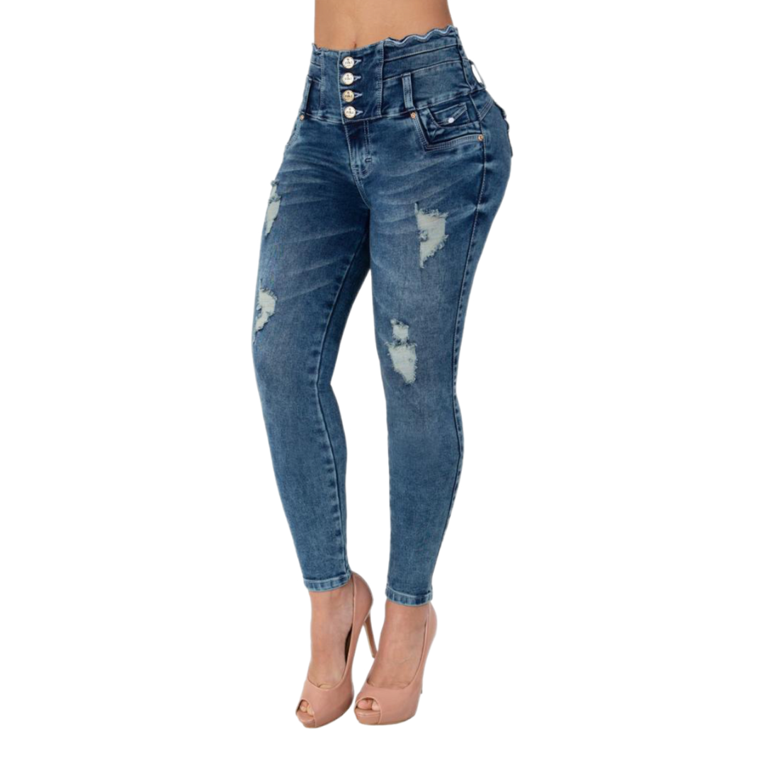 JEANS LEVANTACOLA AZUL DESGASTADO TK463