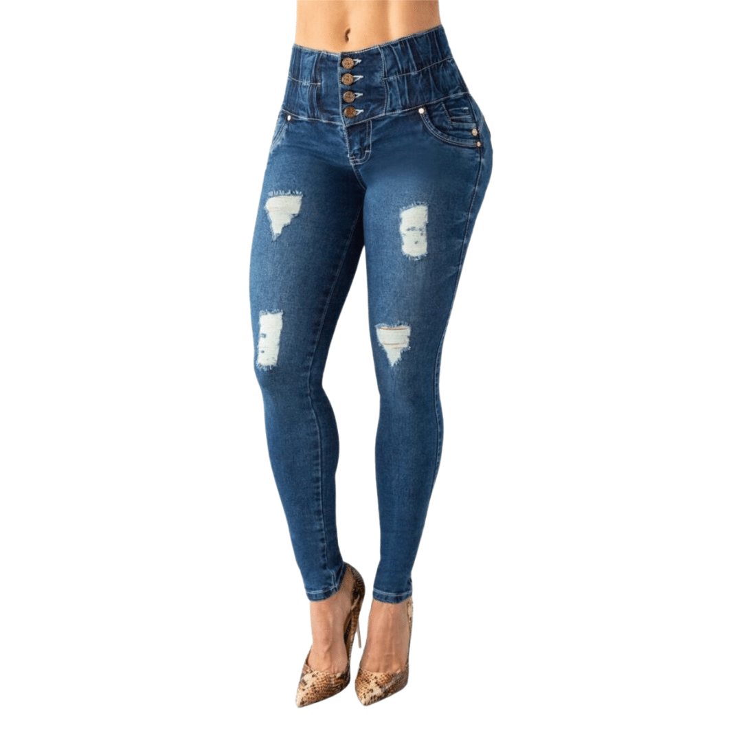 BUTT LIFTING JEANS DISTRESSED BLUE TK390