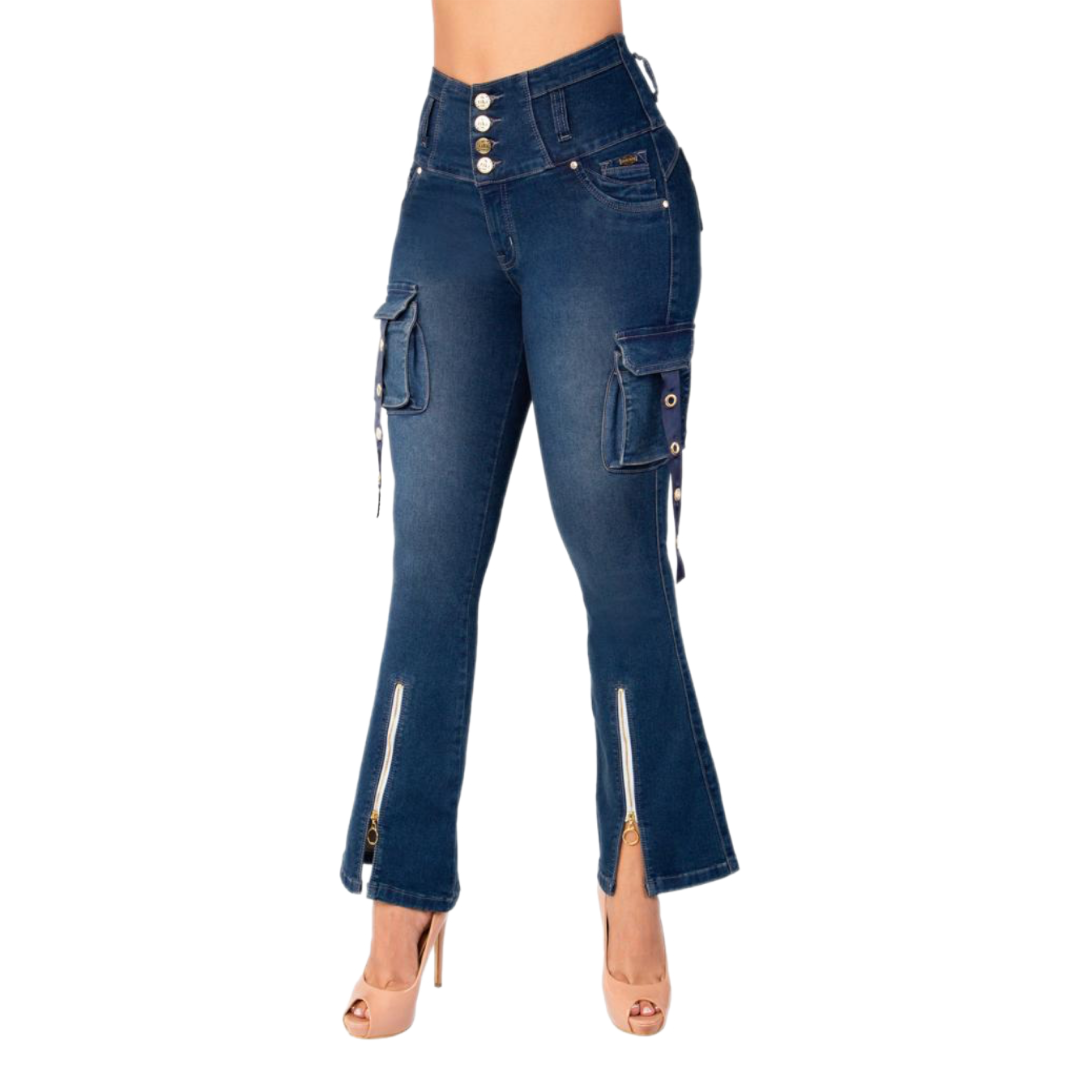 BUTT LIFTING JEANS FLARE DARK BLUE TK492