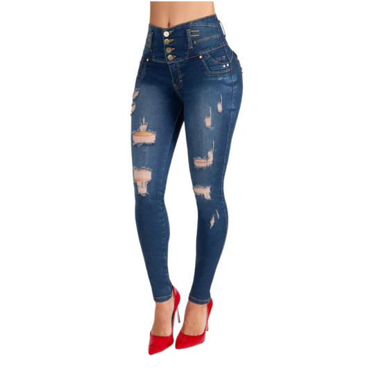 BUTT LIFTING JEANS DISTRESSED BLUE TK440