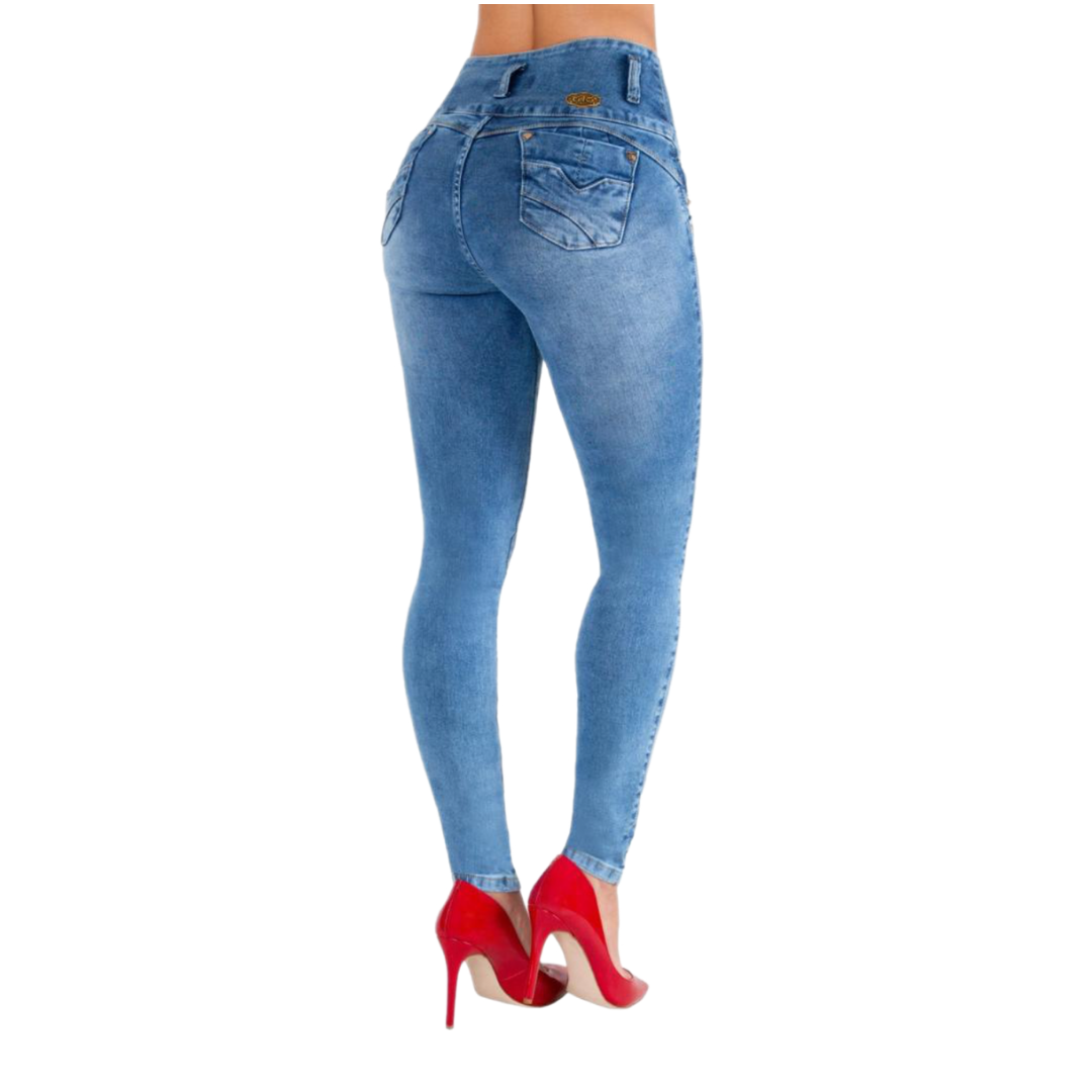 BUTT LIFTING JEANS DISTRESSED LIGHT BLUE TK435