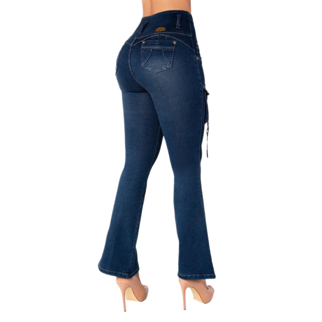 BUTT LIFTING JEANS FLARE DARK BLUE TK492