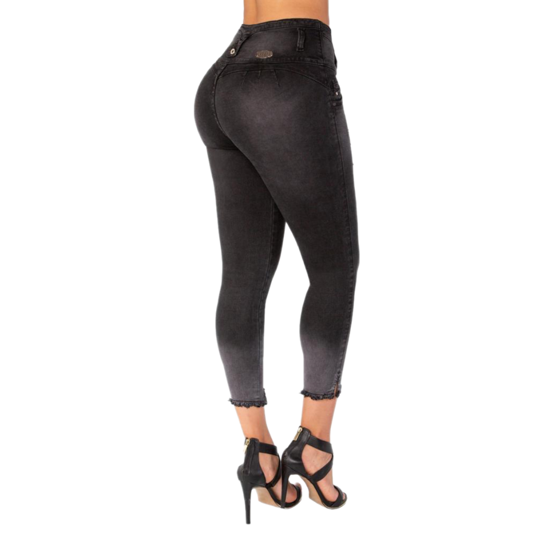 BUTT LIFTING JEANS DISTRESSED DARK GRAY TK483