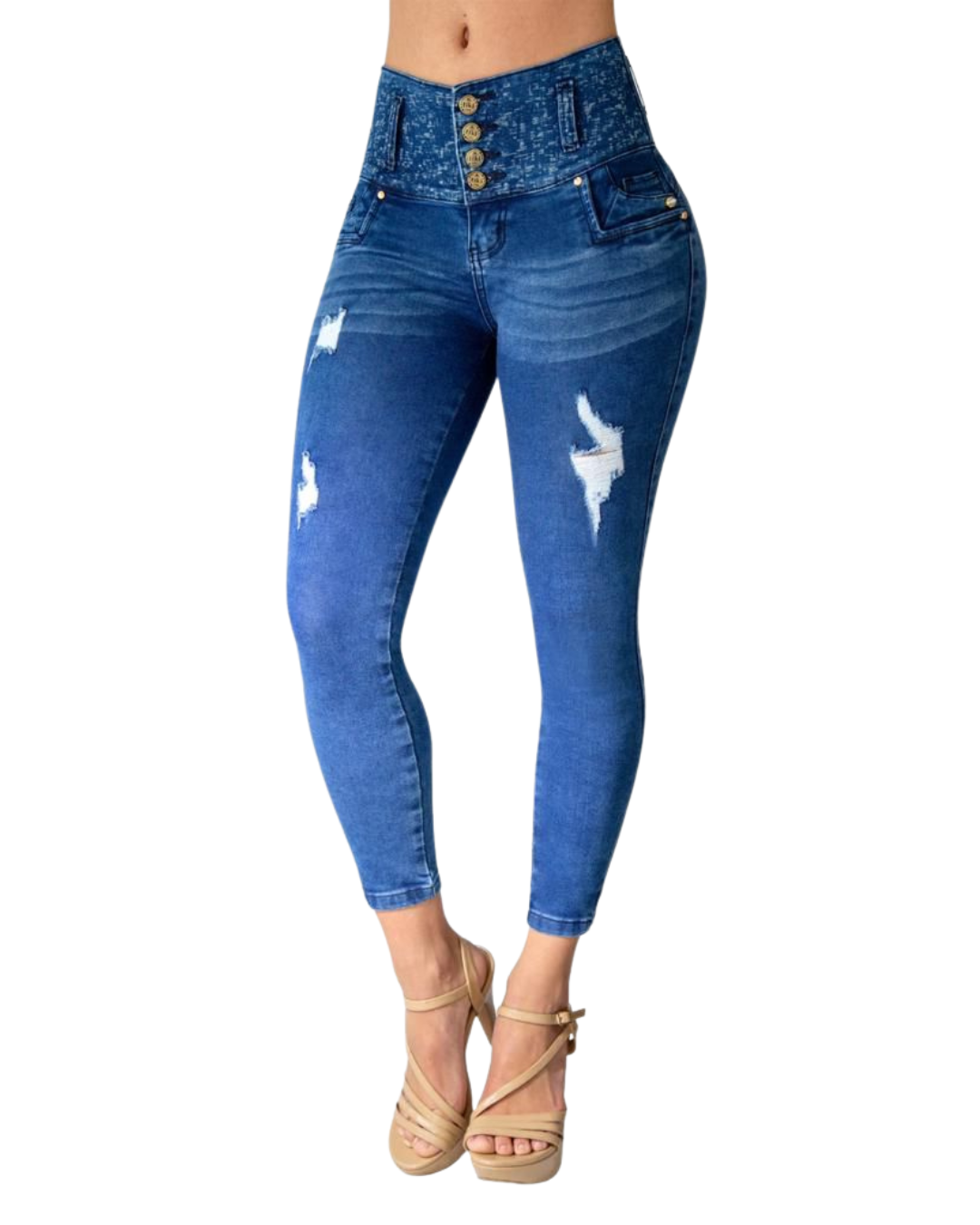 BUTT LIFTING BLUE DISTRESSED JEANS TK365