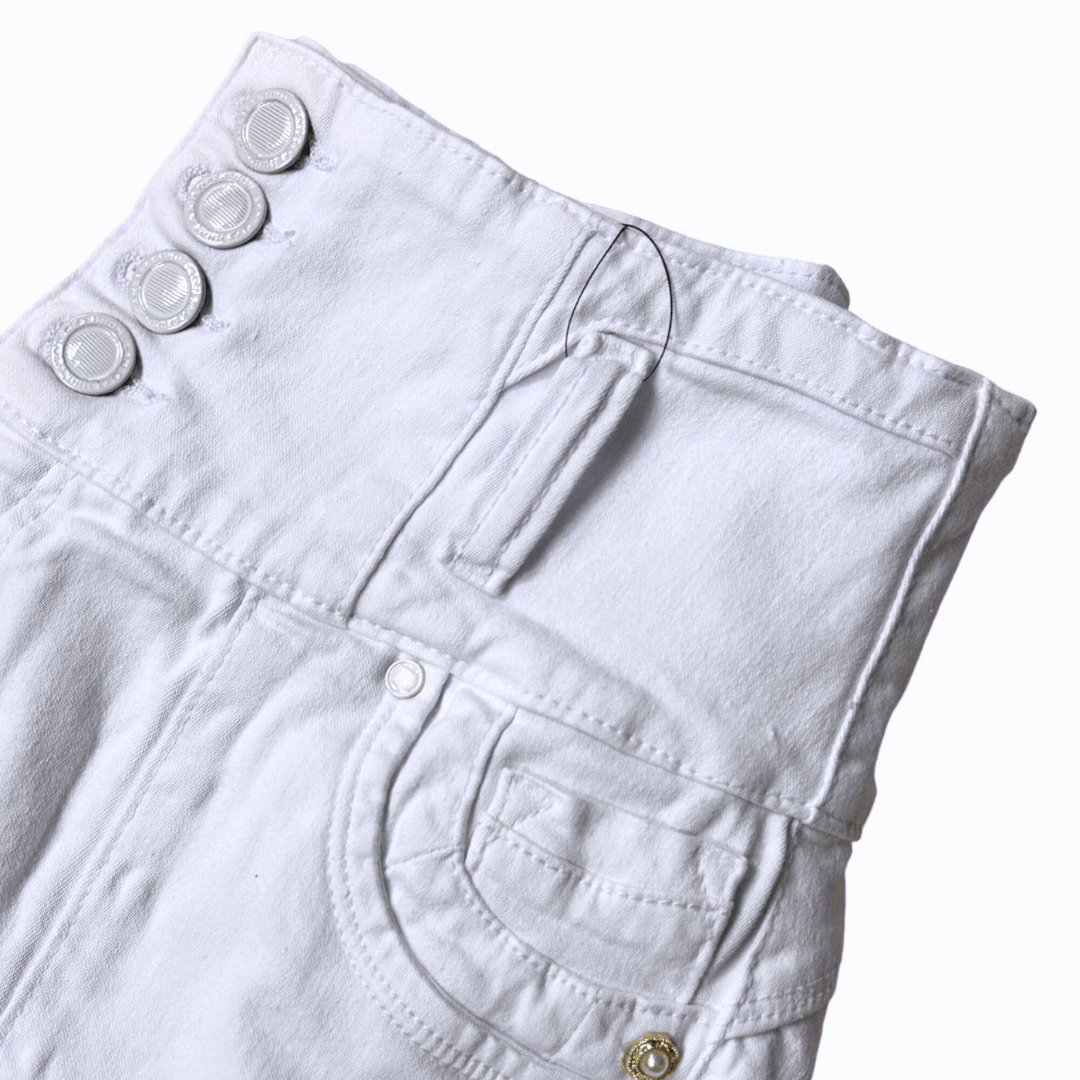 Tiki Jeans Women's High Waist Stretchy Skinny Denim Capri Pants, Heart-Design Butt-Lifting, Stitch Detail, White, Lightweight Comfortable Fabric, Pockets, Side Slit, Women's Bottoms Style TK470