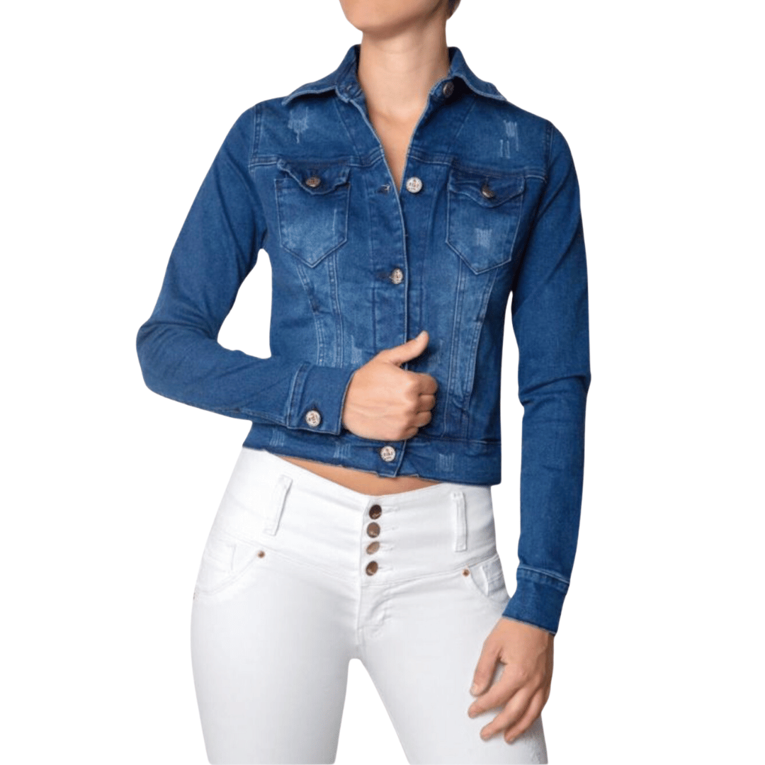 DENIM JACKET DISTRESSED BLUE TK004