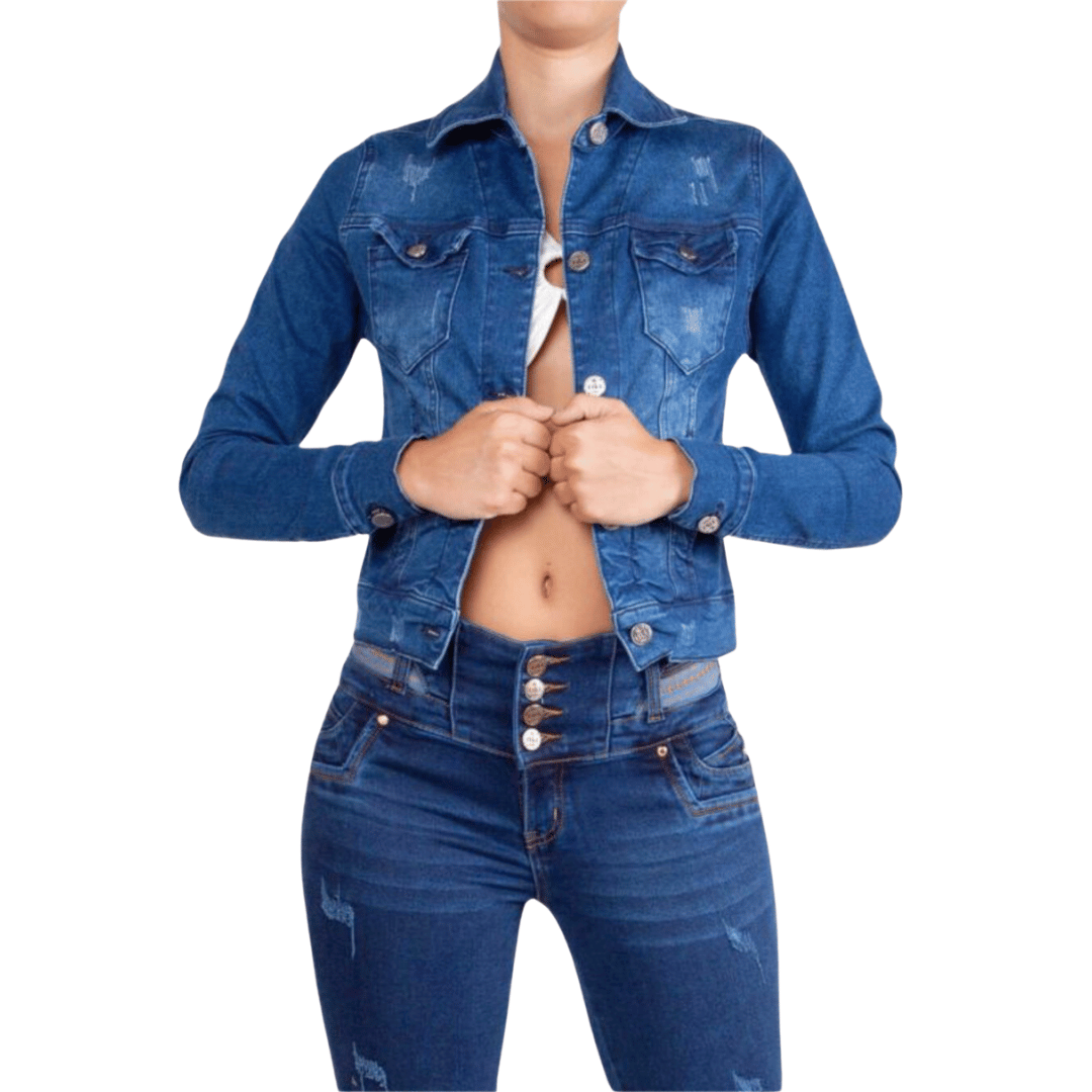 DENIM JACKET DISTRESSED BLUE TK004