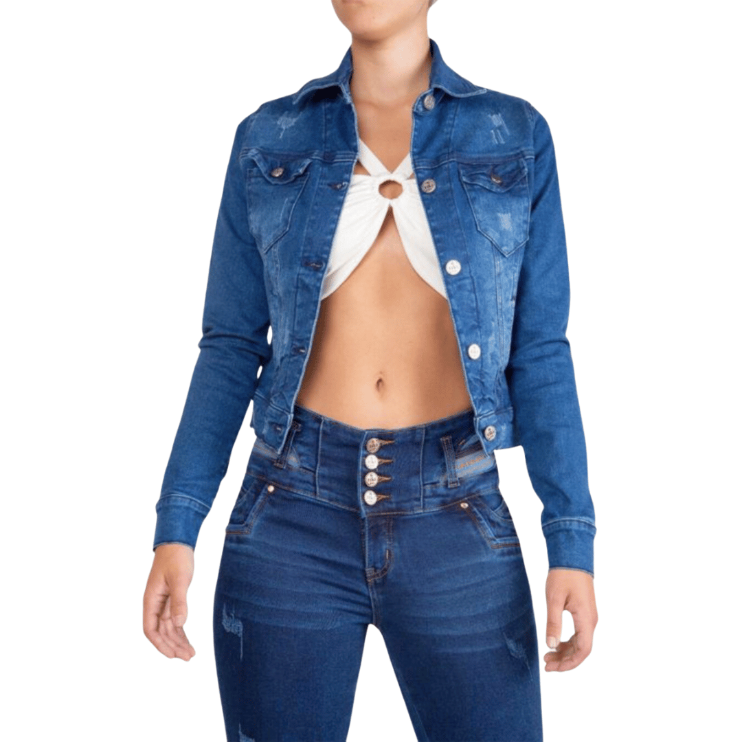 DENIM JACKET DISTRESSED BLUE TK004