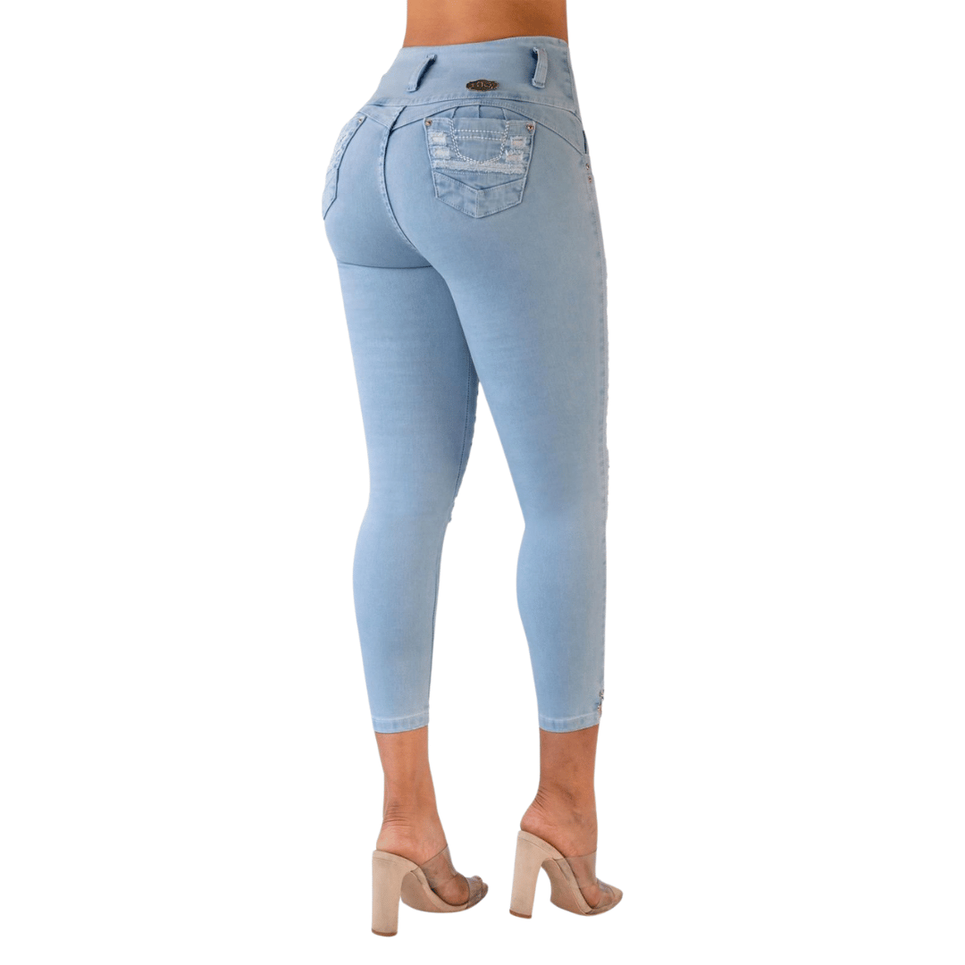 BUTT LIFTING JEANS DISTRESSED LIGHT BLUE TK493