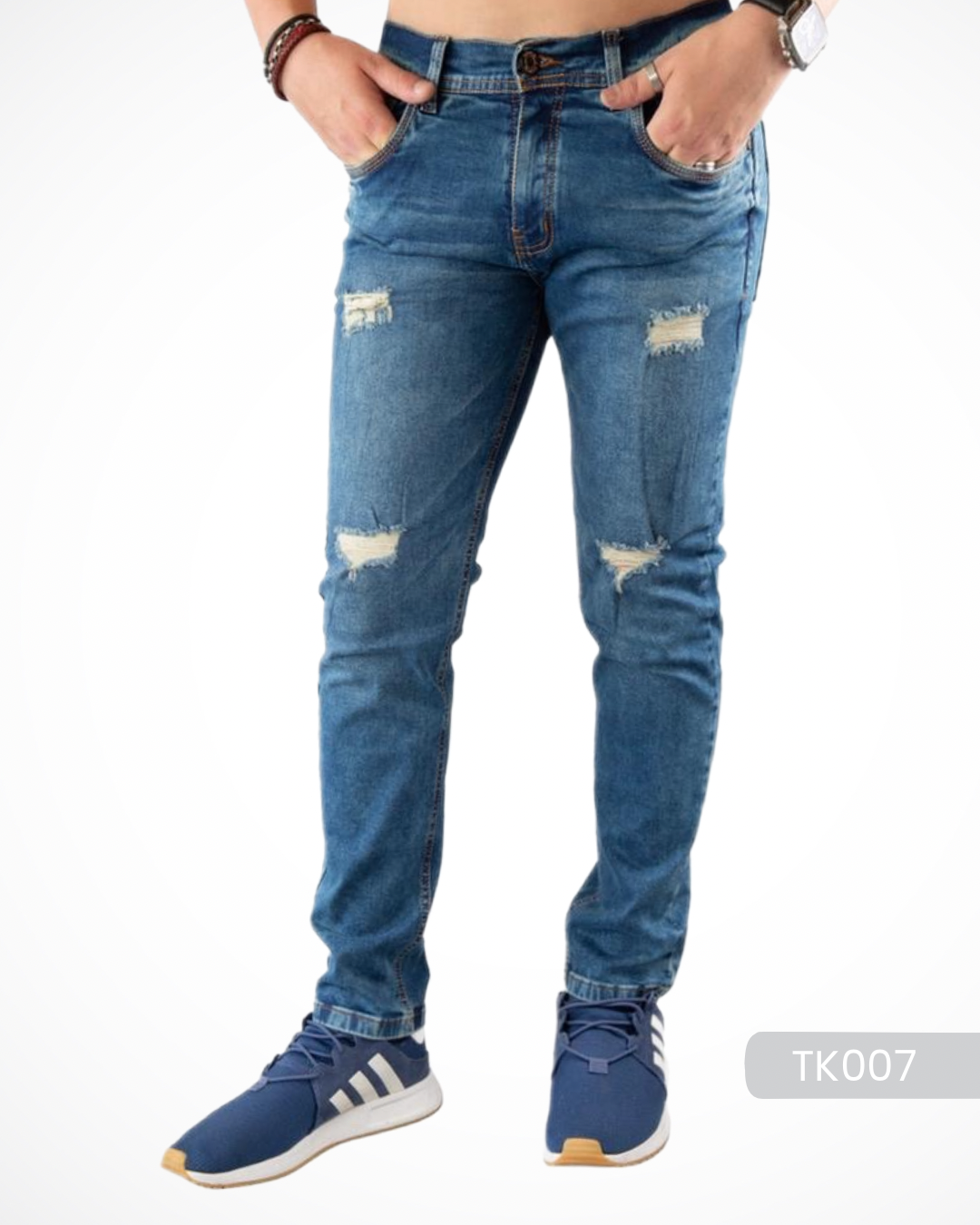 MEN’S JEANS DISTRESSED BLUE TK007