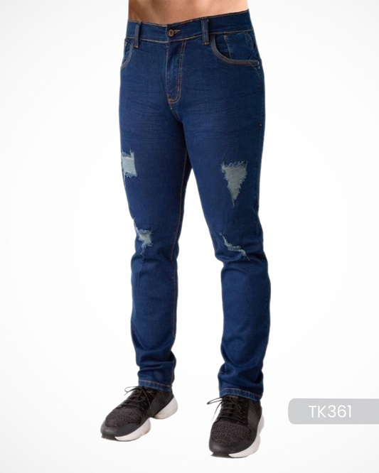 MEN’S JEANS DISTRESSED DARK BLUE TK361