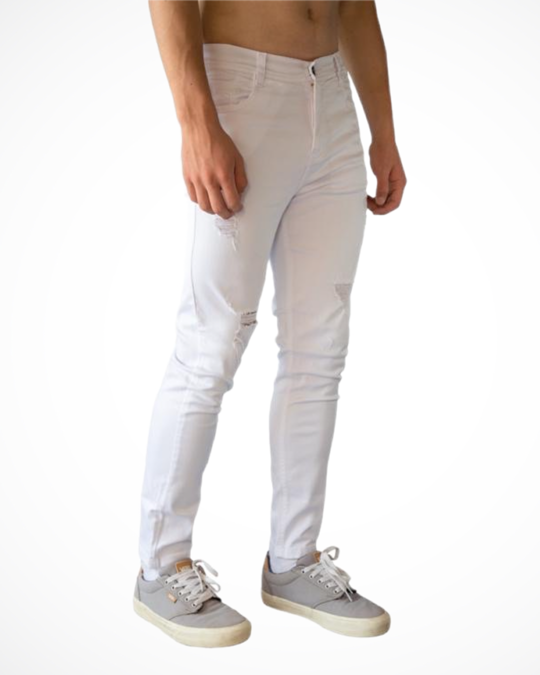 MEN’S JEANS DISTRESSED WHITE TK011