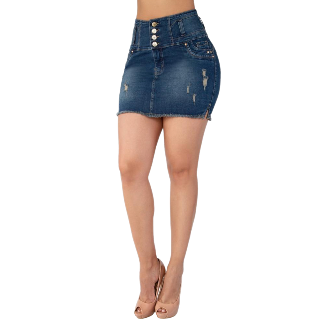 BUTT LIFTING SKIRT DISTRESSED DARK BLUE TK488