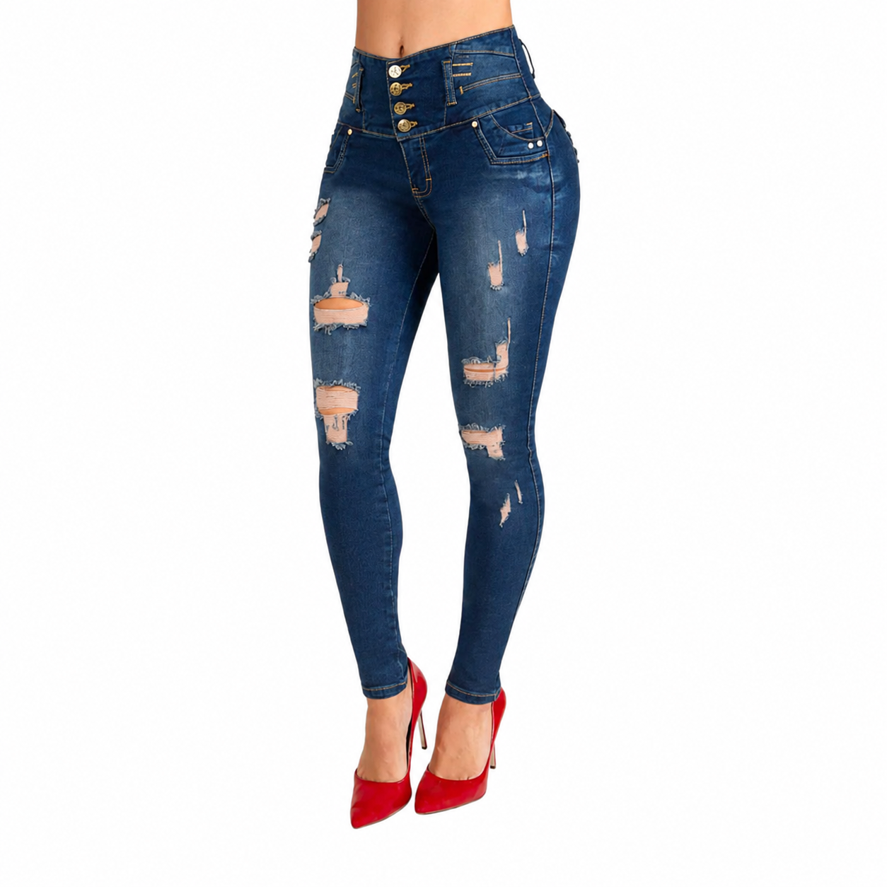 BUTT LIFTING JEANS DISTRESSED BLUE TK440