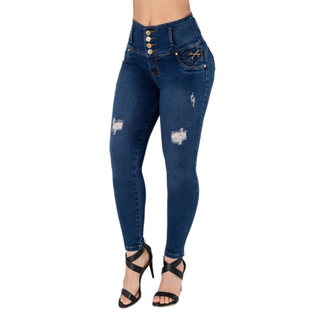 BUTT LIFTING JEANS DISTRESSED BLUE TK427