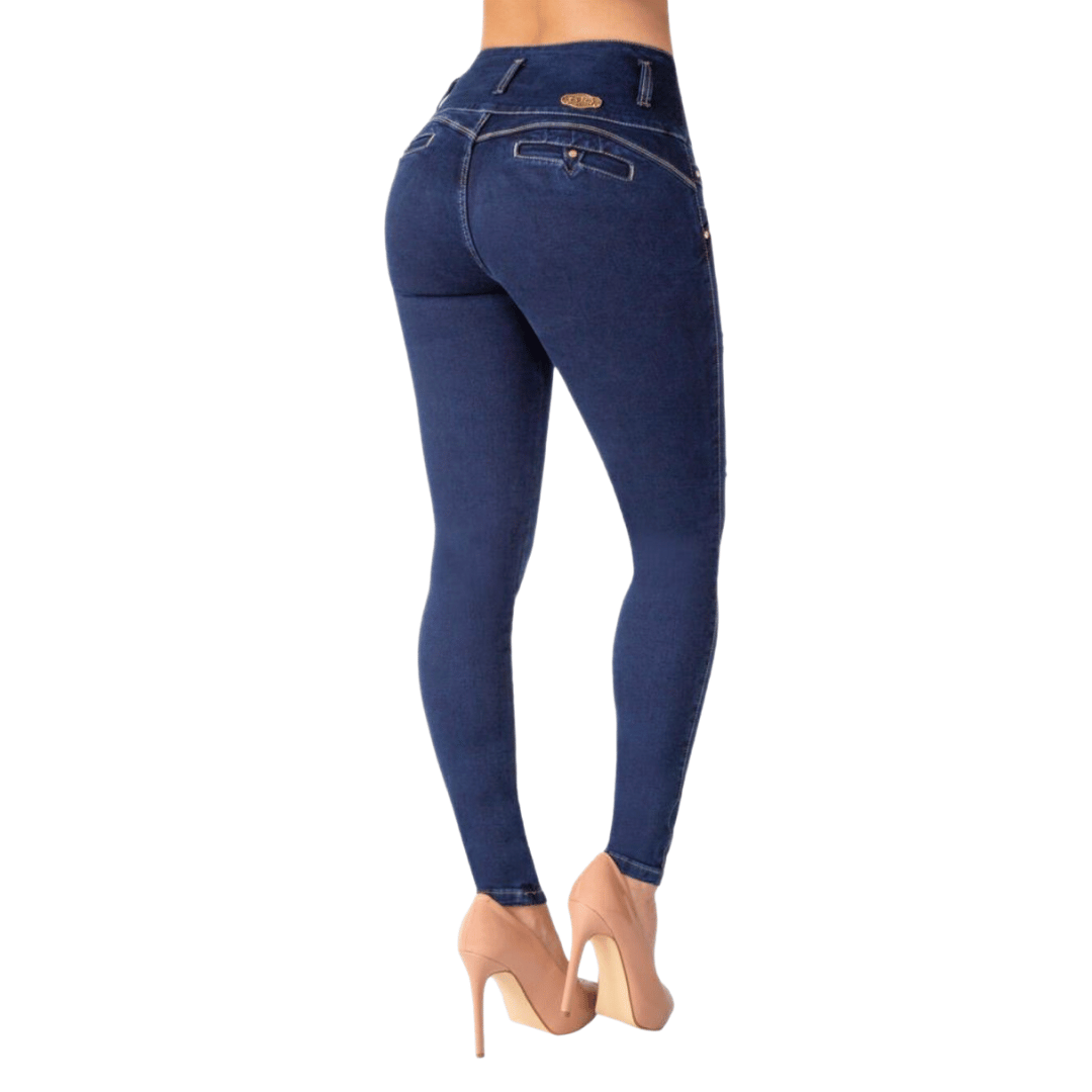 BUTT LIFTING JEANS DISTRESSED DARK BLUE TK372