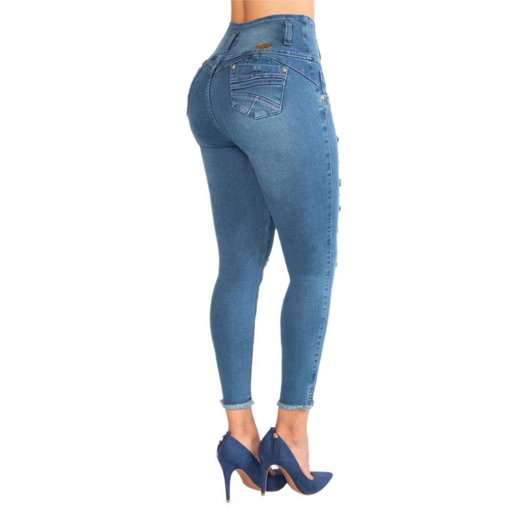 BUTT LIFTING JEANS DISTRESSED LIGHT BLUE TK480