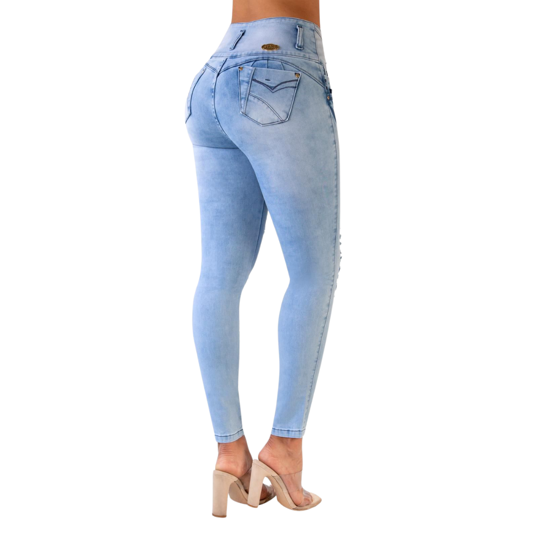 BUTT LIFTING JEANS DISTRESSED ICE BLUE TK503