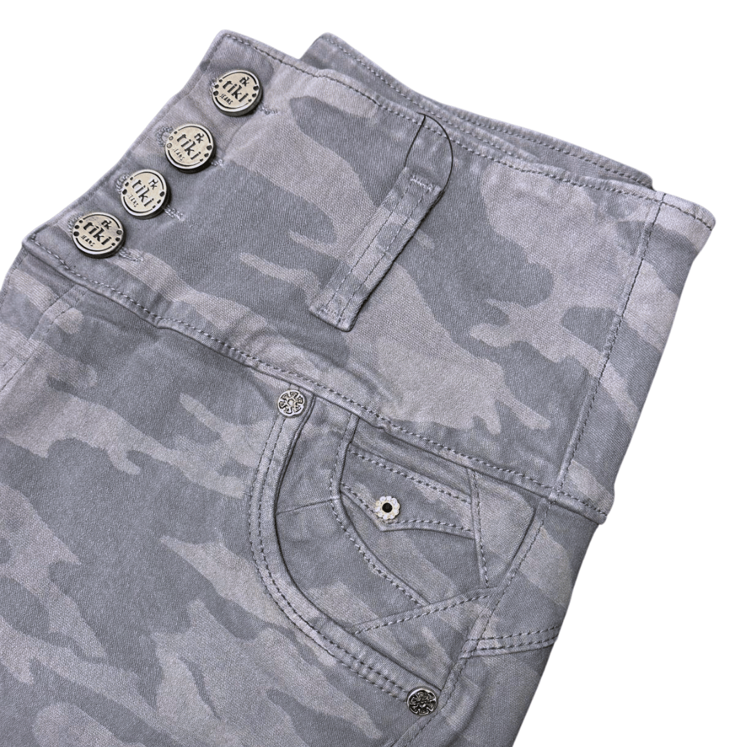 BUTT LIFTING JEANS CAMO PRINT GRAY TK373