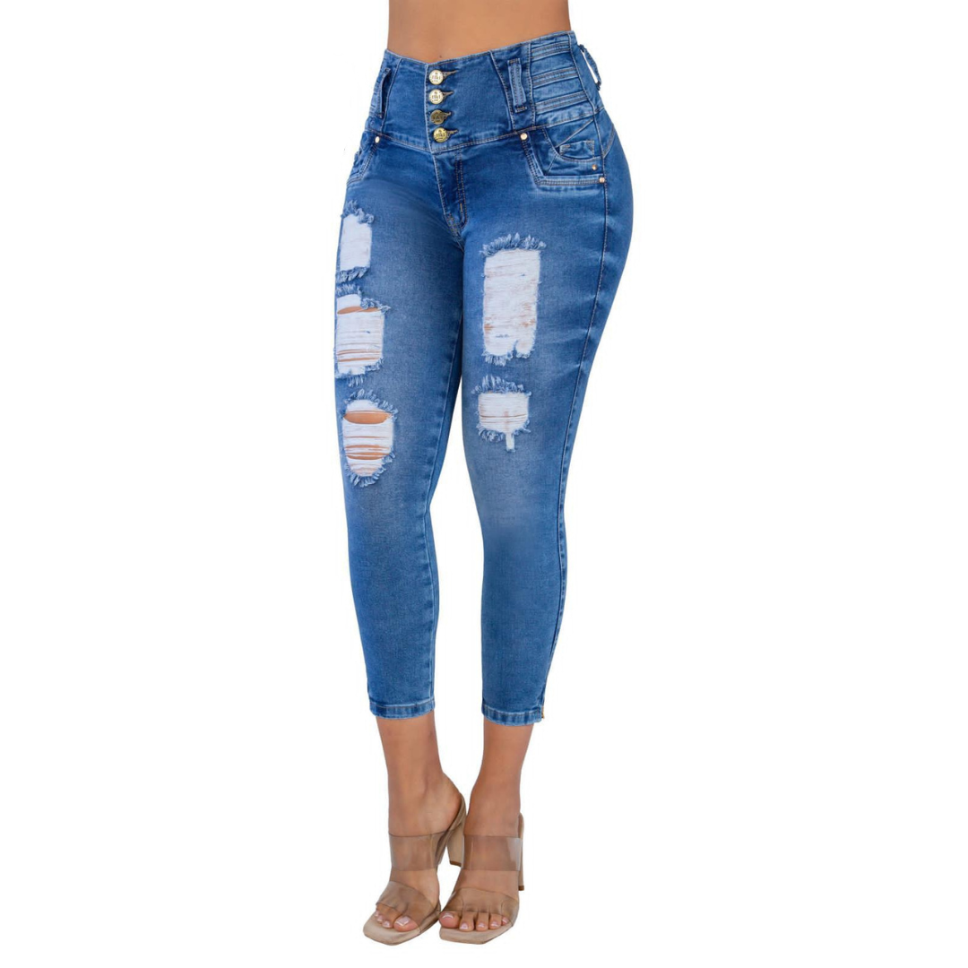 BUTT LIFTING DISTRESSED JEANS BLUE TK511