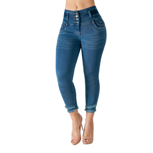 BUTT LIFTING JEANS FRINGE BLUE TK474