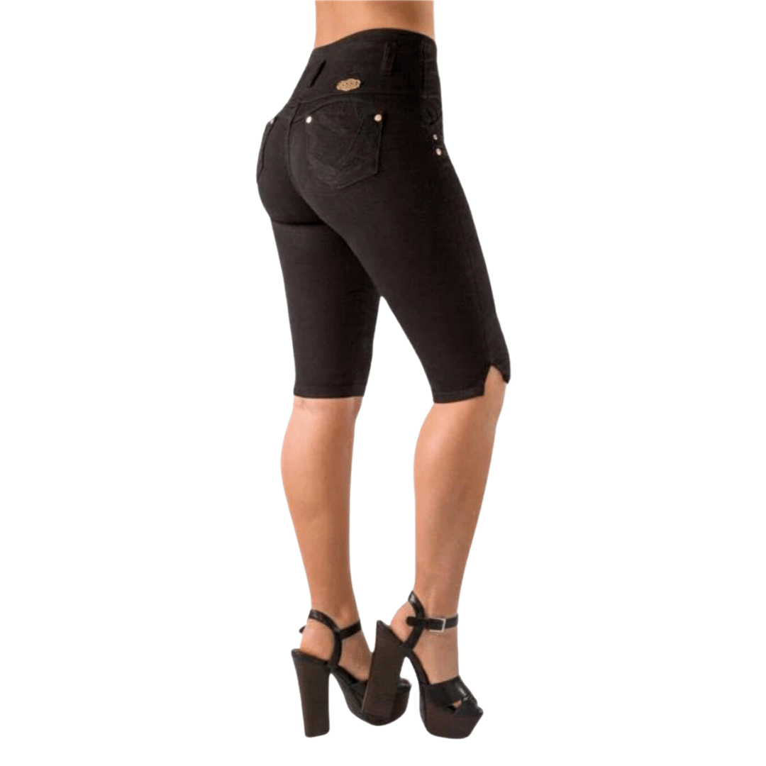 BUTT LIFTING CAPRI JEANS BLACK TK258