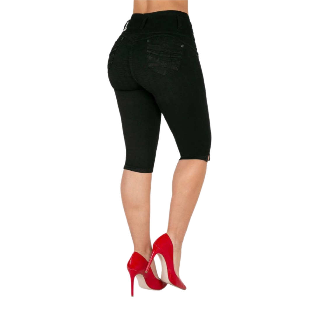 BUTT LIFTING CAPRI JEANS BLACK TK469