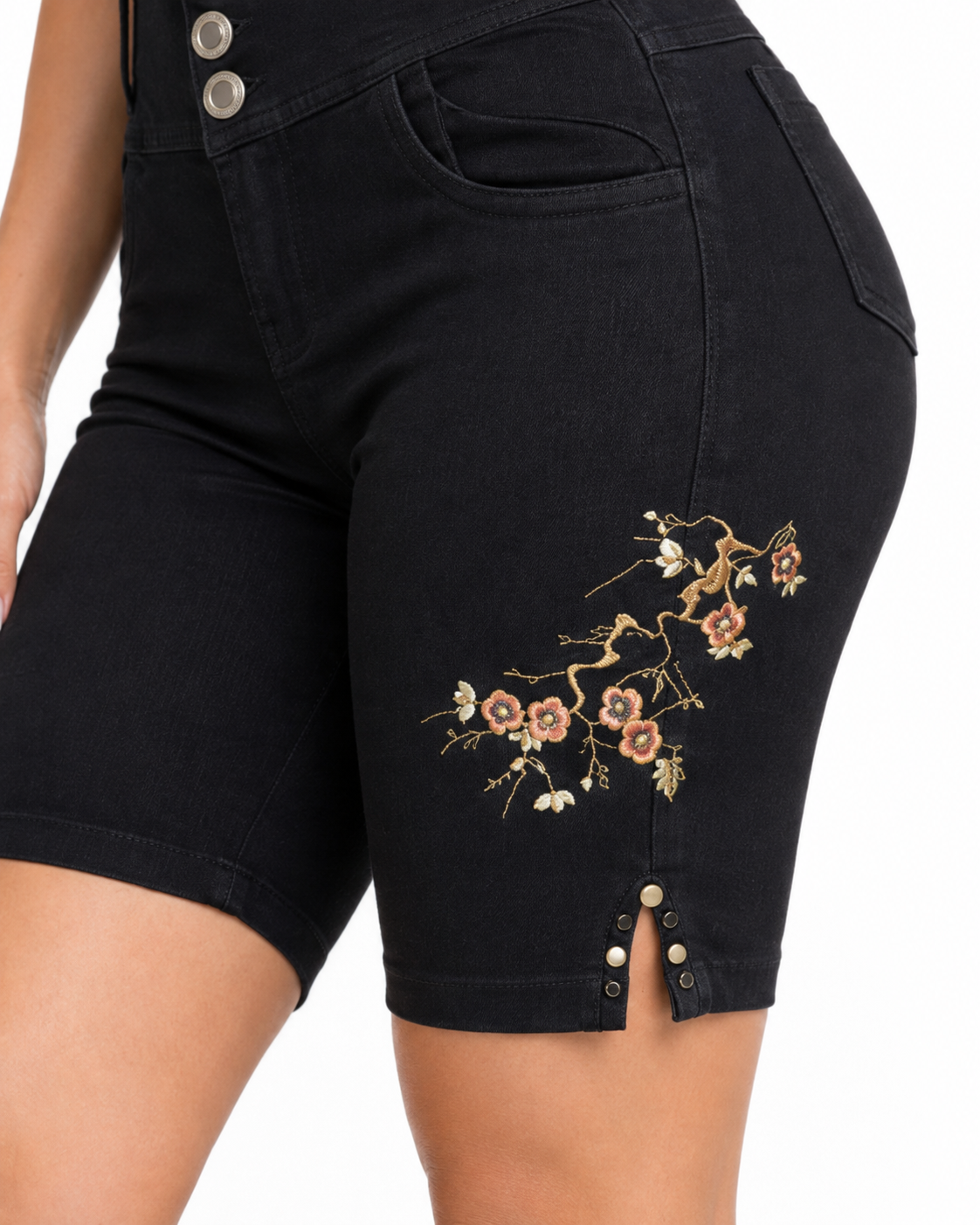 High-Waisted Bermuda Shorts - S1021 DARK
