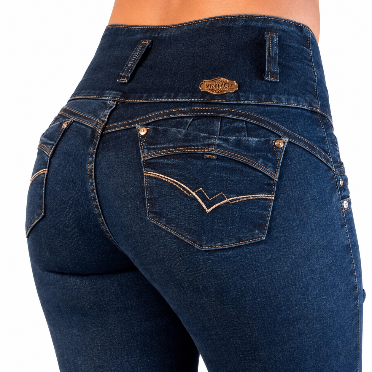 BUTT LIFTING JEANS DISTRESSED DARK BLUE TK386