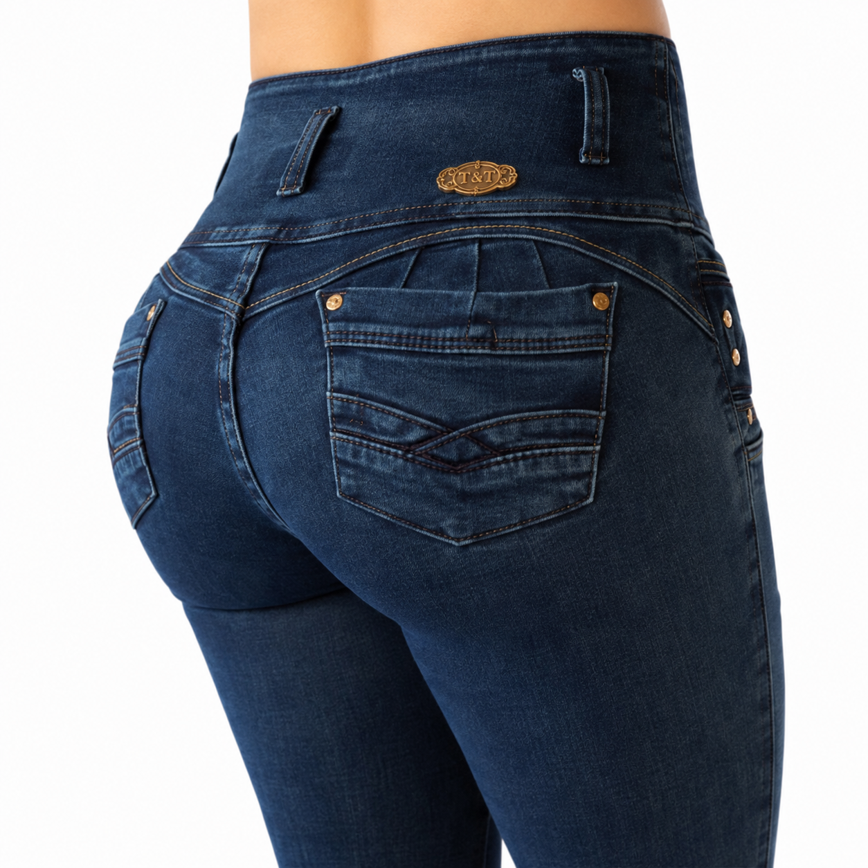 BUTT LIFTING JEANS DISTRESSED DARK BLUE TK399