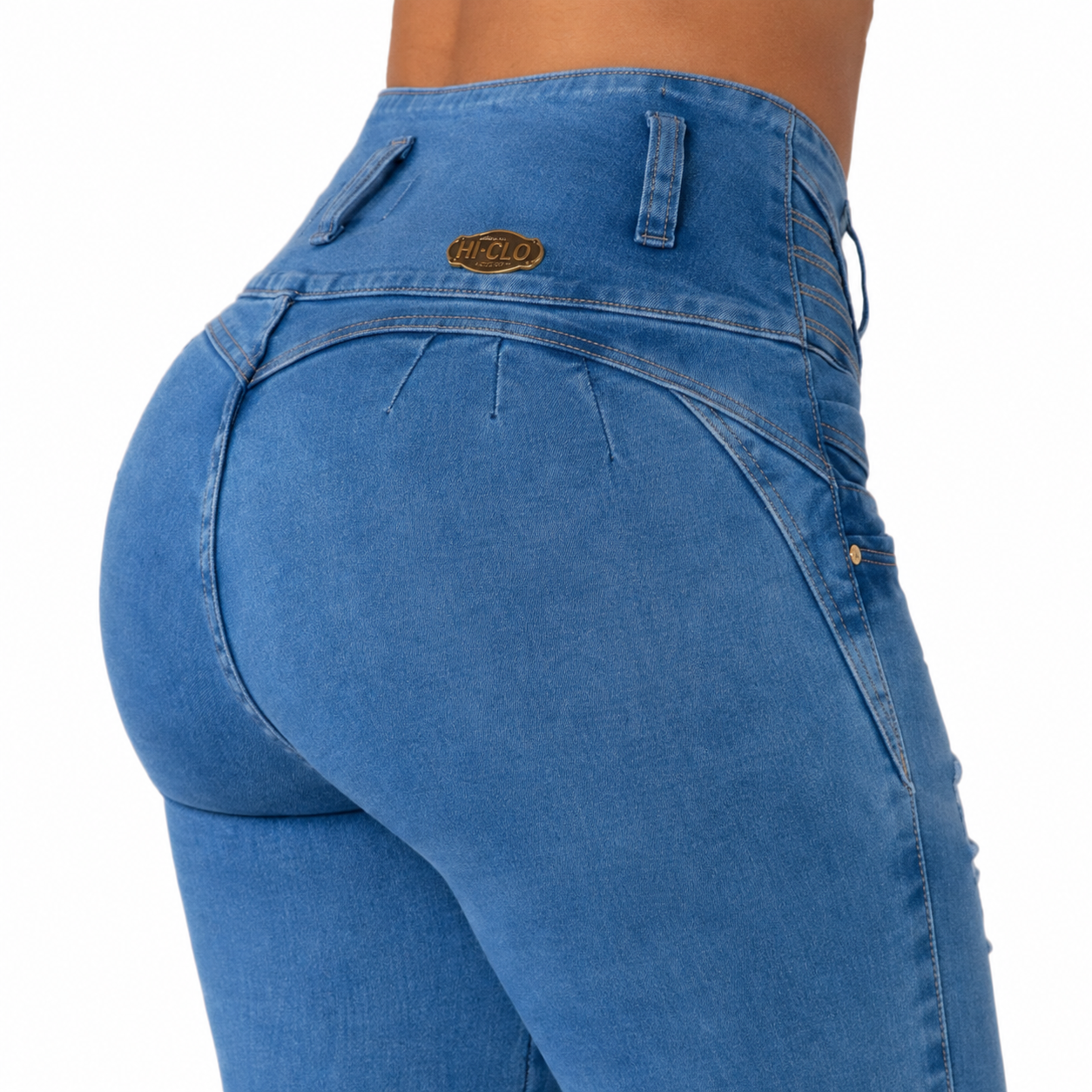 BUTT LIFTING JEANS DISTRESSED LIGHT BLUE TK457
