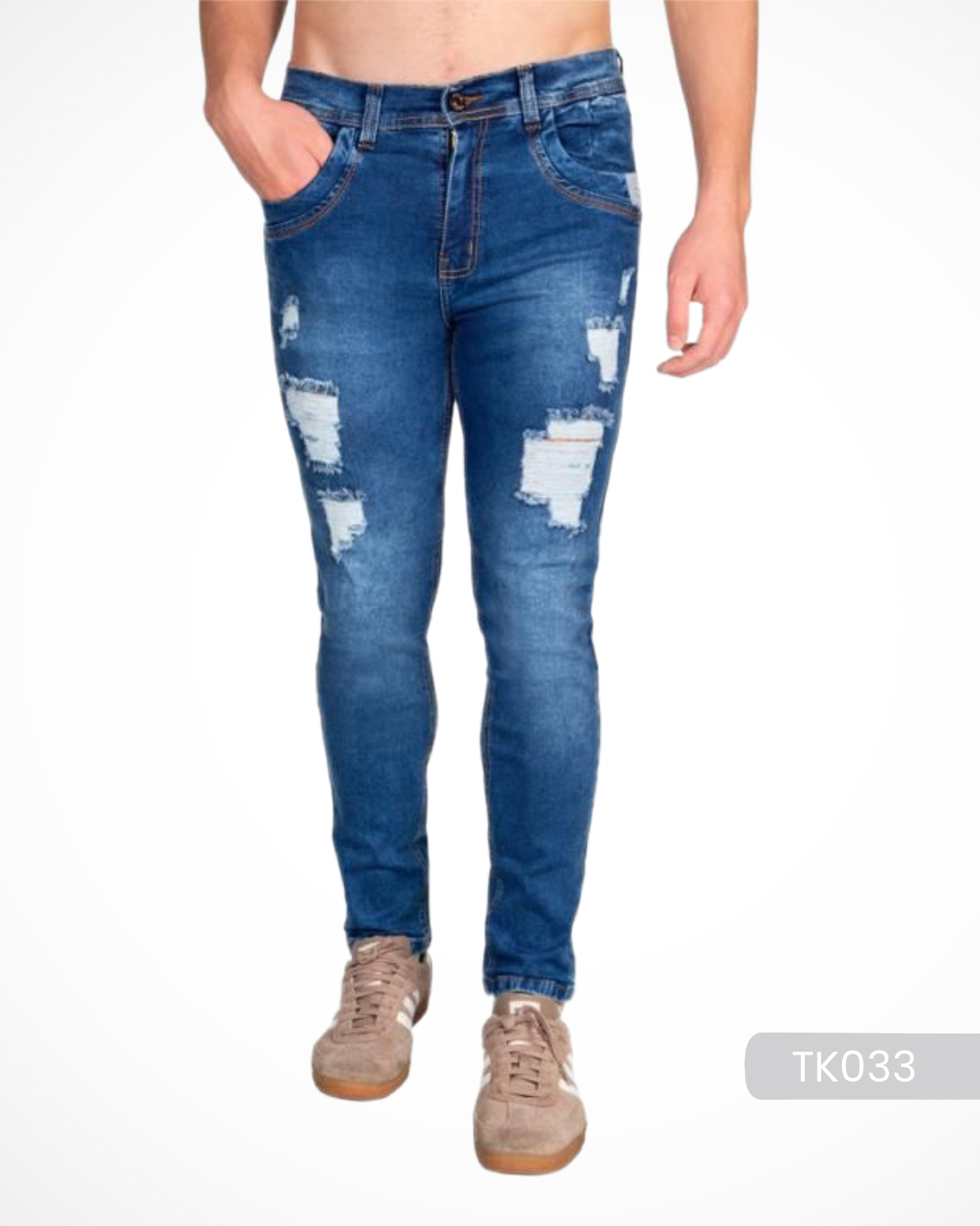 MEN’S JEANS DISTRESSED BLUE TK033