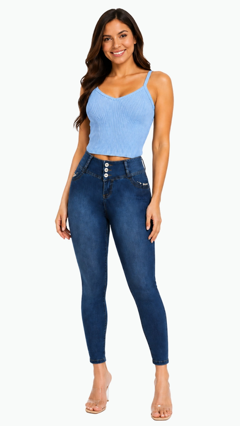 High-Waisted Push-Up - CLARA MEDIUM BLUE