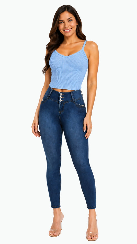 High-Waisted Push-Up - CLARA MEDIUM BLUE