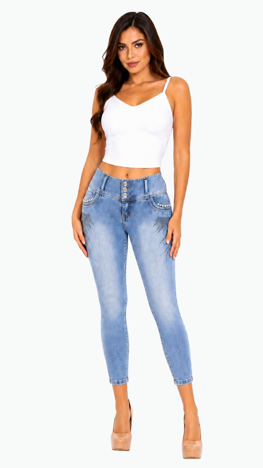 High-Waisted Push-Up - CLARA LIGH BLUE
