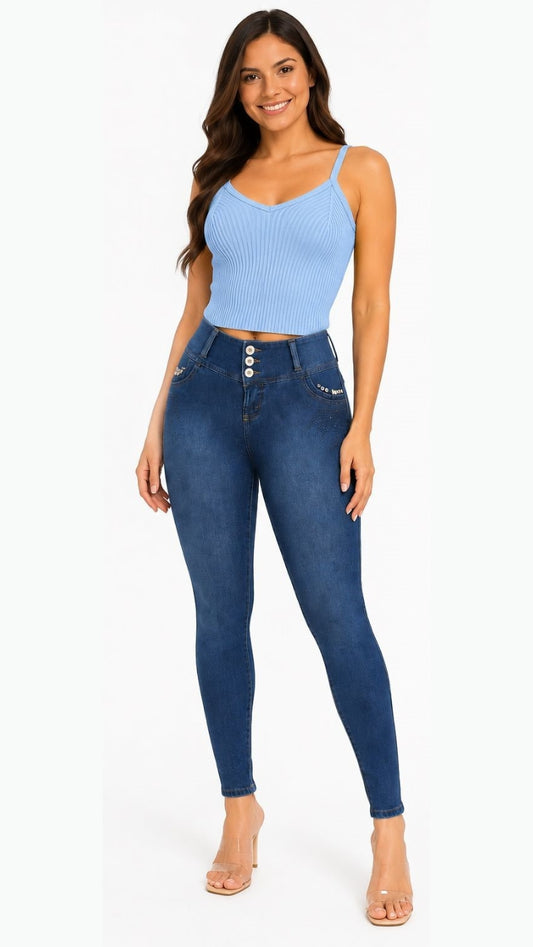 High-Waisted Push-Up - CLARA MEDIUM BLUE