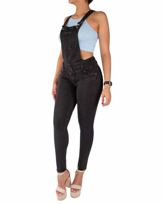 BUTT LIFTING BLACK OVERALL JEANS TK551