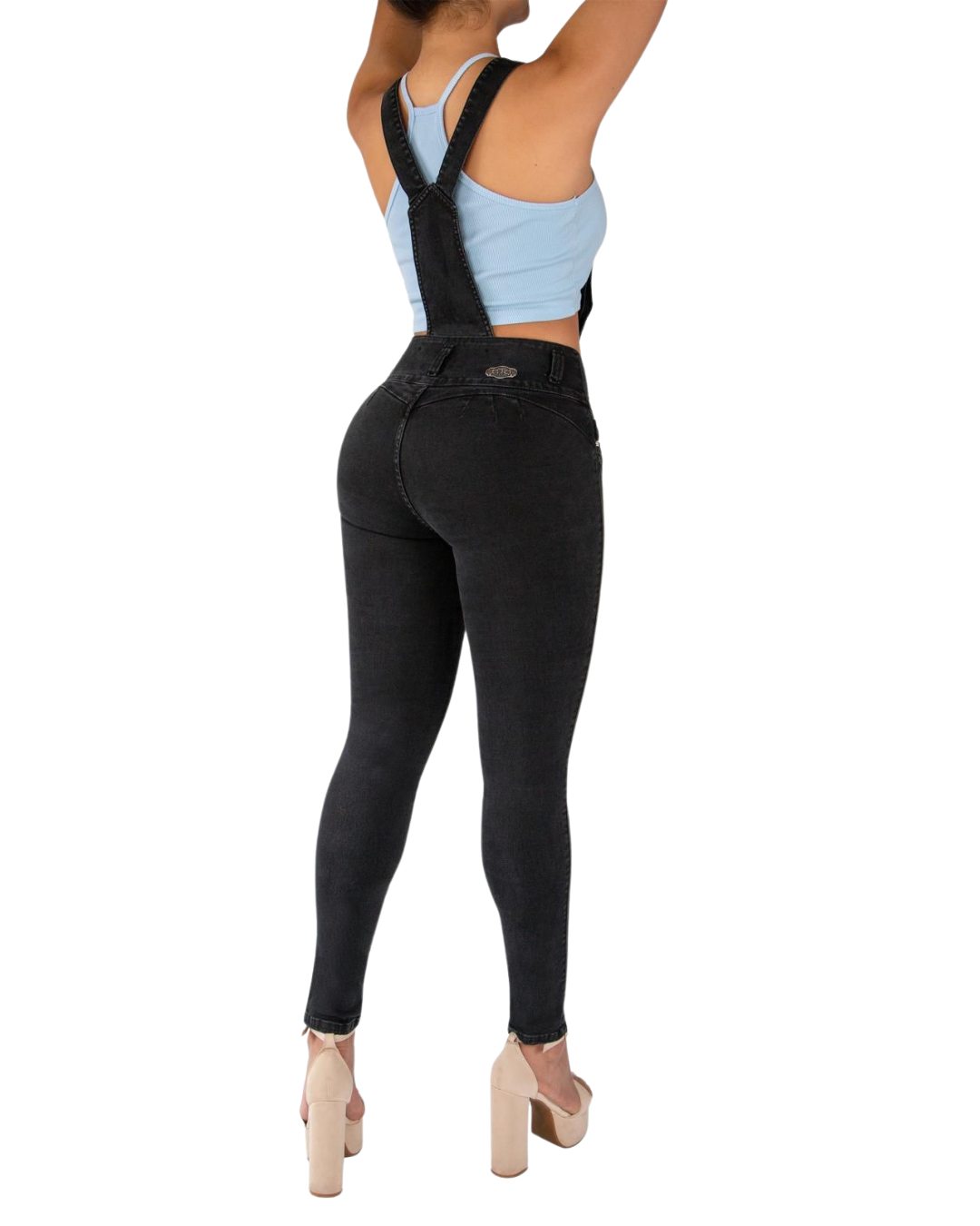 BUTT LIFTING BLACK OVERALL JEANS TK551