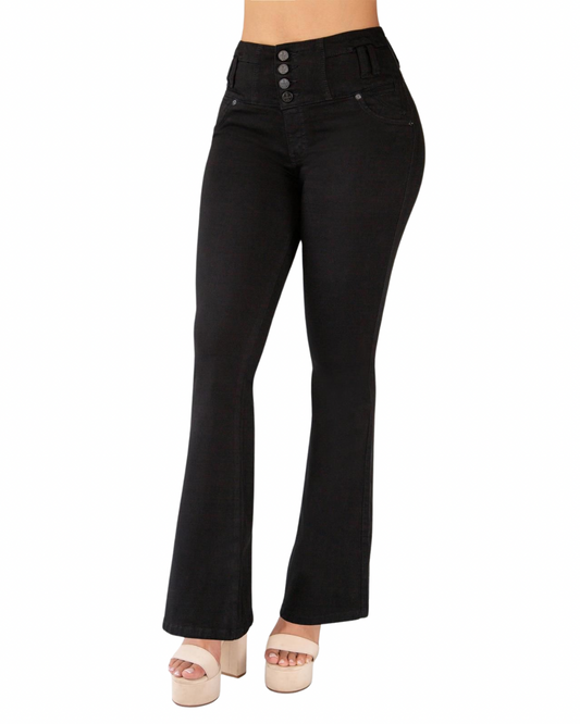 BUTT LIFTING JEANS BLACK FLARE BOTTOM TK549