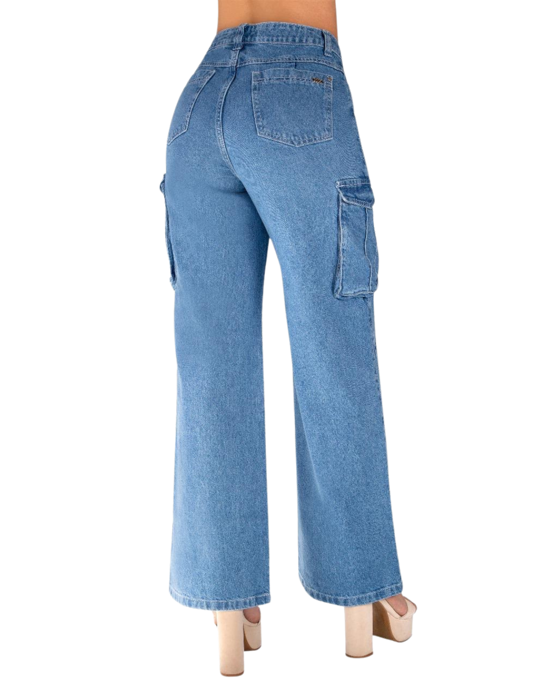 BUTT LIFTING JEANS LIGHT BLUE CARGO TK539