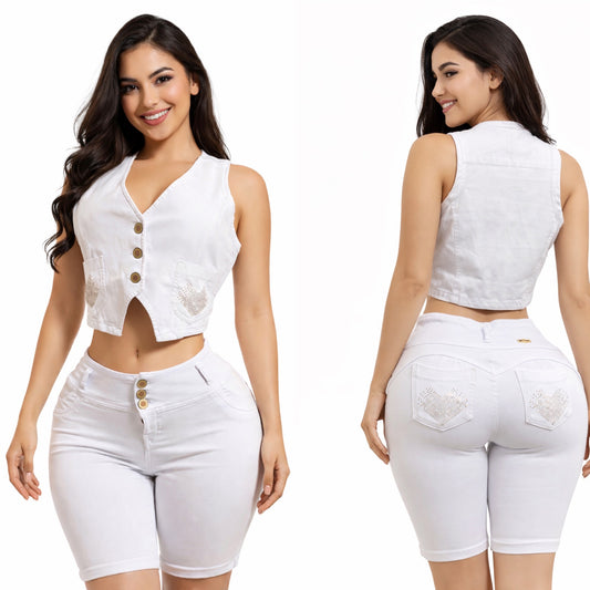 2-Piece Stretch Set – Push-Up Bermuda &amp; Vest ALBA