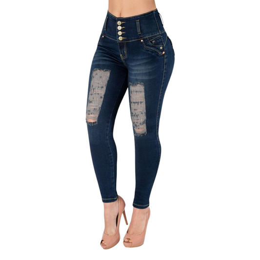 BUTT LIFTING JEANS DISTRESSED MIDNIGHT BLUE TK425