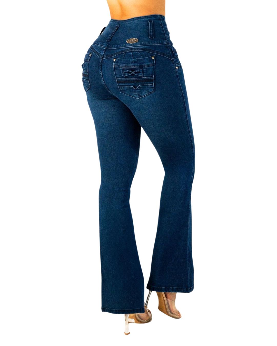 BUTT LIFTING DARK BLUE FLARE JEANS TK580