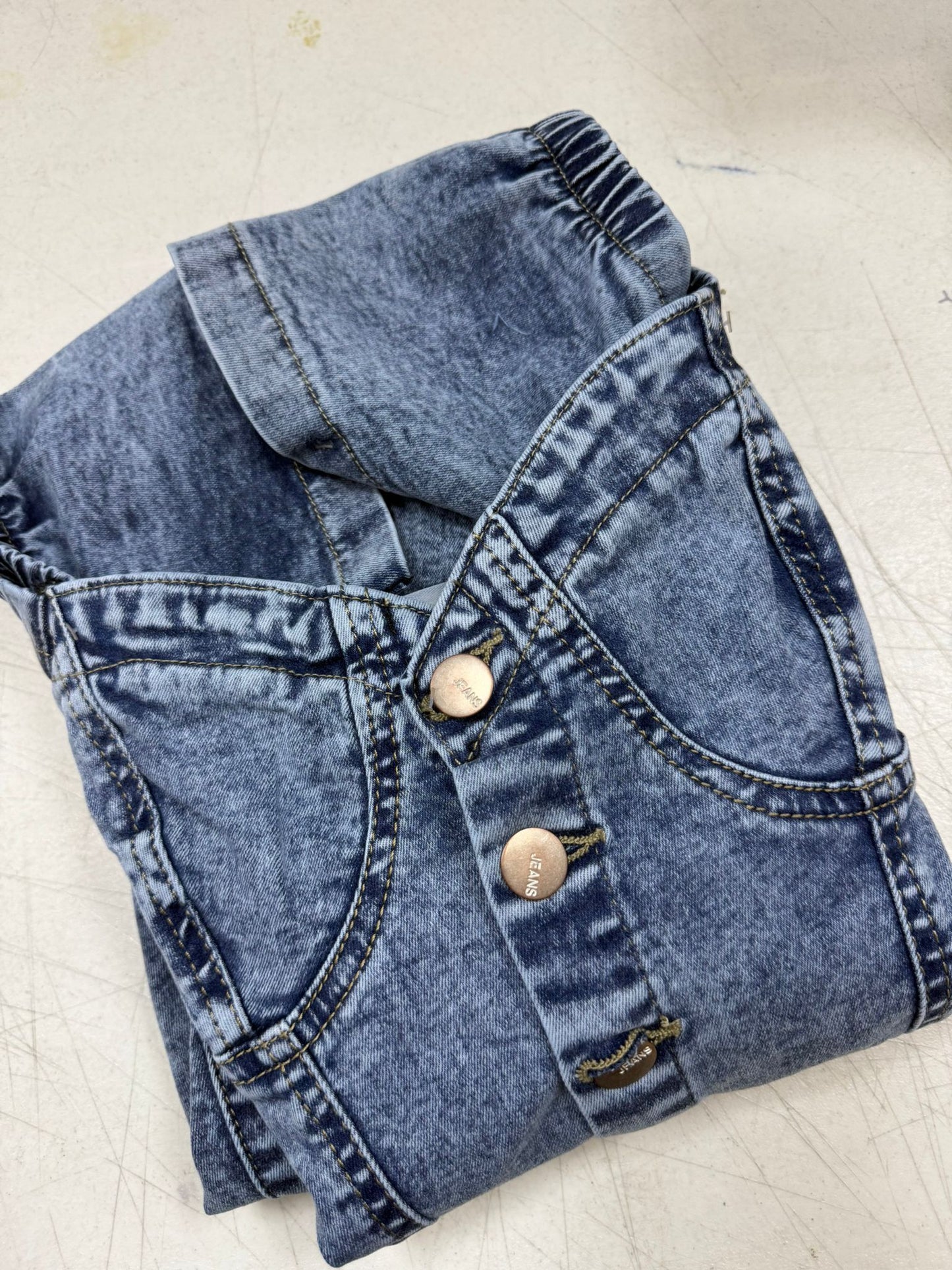 Vestido de Jean Elastizado con Botones Frontales