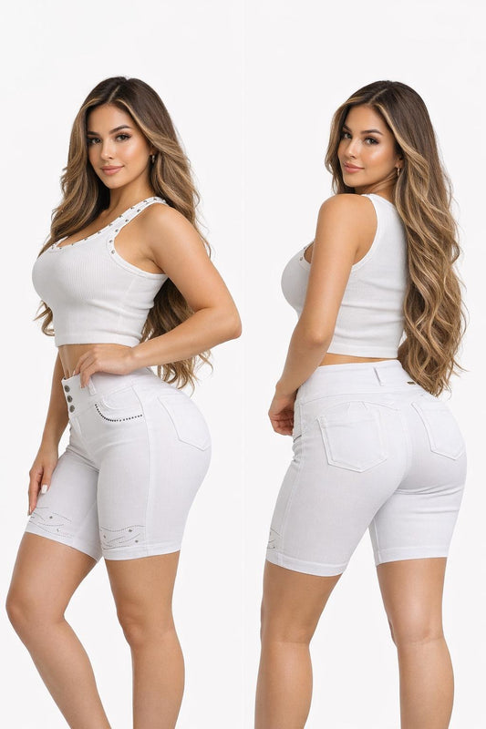 High-Waisted Push-Up Capri Shorts - LILIANA
